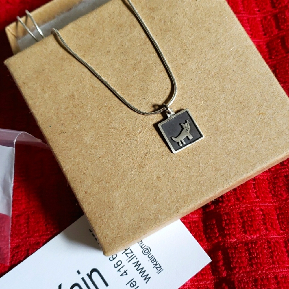 Liz Kain Jewelery Silver Necklace with Dog Charm                       (BIN 008)